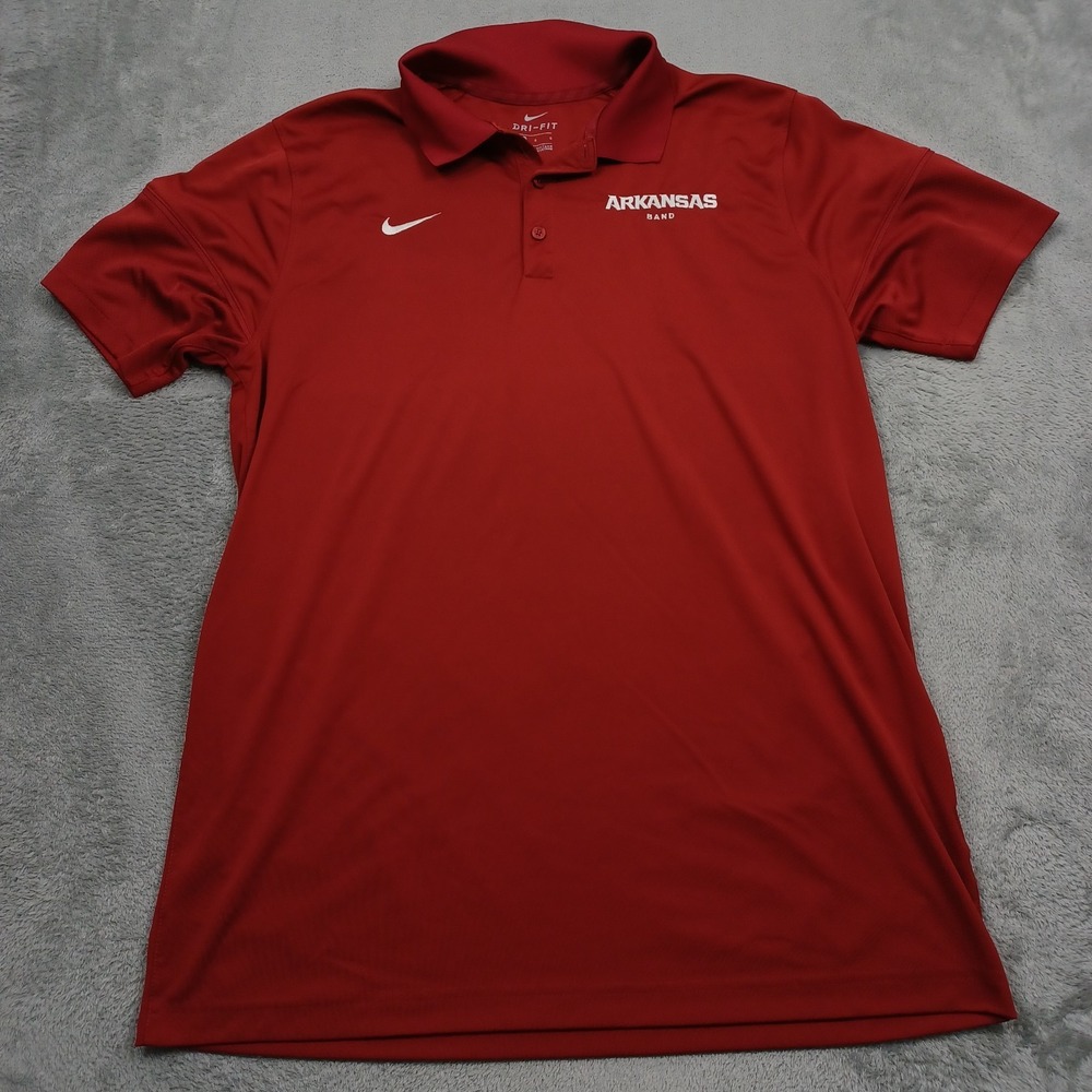 Arkansas Razorbacks Shirt Mens Large Red Nike Dri Fit Short Sleeve Band